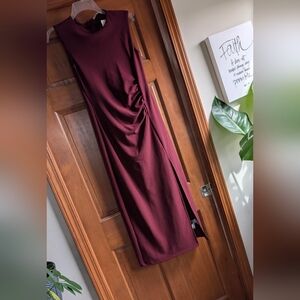 Zara Burgundy Sleeveless Midi Dress